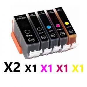 6 Pack Compatible Canon PGI-520 CLI-521 Ink Cartridge (2BK,1PBK,1C,1M,1Y)