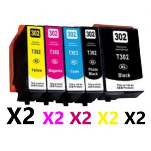 10 Pack Compatible Epson 302XL High Yield Ink Cartridge (2BK,2C,2M,2Y,2PBK)