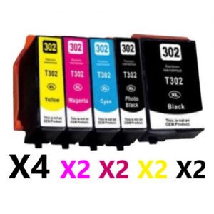 12 Pack Compatible Epson 302XL High Yield Ink Cartridge (4BK,2C,2M,2Y,2PBK)