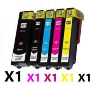 5 Pack Compatible Epson 410XL High Yield Ink Cartridge (1BK,1C,1M,1Y,1PBK)