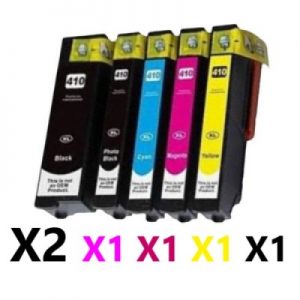 6 Pack Compatible Epson 410XL High Yield Ink Cartridge (2BK,1C,1M,1Y,1PBK)