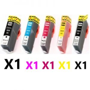 5 Pack Compatible HP 564XL High Yield Ink Cartridge (1BK,1C,1M,1Y,1PBK)