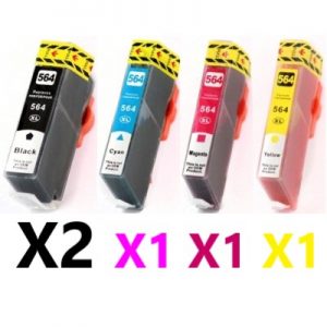 5 Pack Compatible HP 564XL High Yield Ink Cartridge (2BK,1C,1M,1Y)