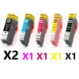 6  Pack Compatible HP 564XL High Yield Ink Cartridge (2BK,1C,1M,1Y,1PBK)