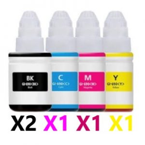 5 Pack Compatible Canon GI690 Ink Bottles (2BK,1C,1M,1Y)