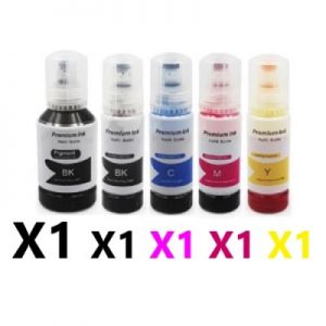 5 Pack Compatible Epson T512 EcoTank Ink Bottles (1BK,1PBK,1C,1M,1Y)