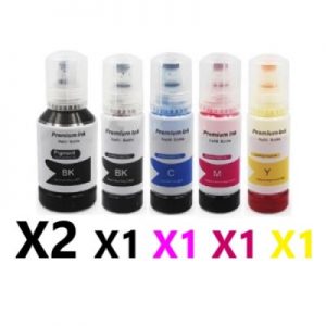 6 Pack Compatible Epson T512 EcoTank Ink Bottles (2BK,1PBK,1C,1M,1Y)