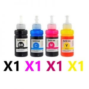 4 Pack Compatible Epson T664 EcoTank Ink Bottles (1BK,1C,1M,1Y)