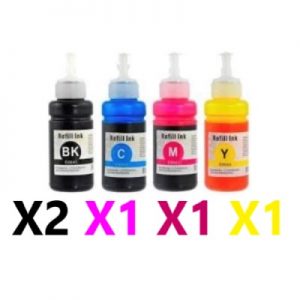 5 Pack Compatible Epson T664 EcoTank Ink Bottles (2BK,1C,1M,1Y)