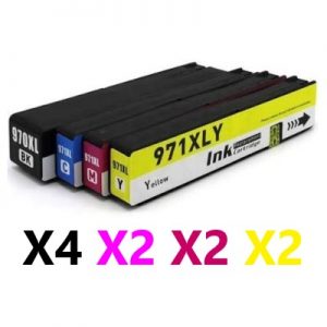 10 Pack Compatible HP 970XL & 971XL High Yield Ink Cartriges (4BK,2C,2M,2Y)