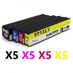 20 Pack Compatible HP 970XL & 971XL High Yield Ink Cartriges (5BK,5C,5M,5Y)