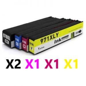 5 Pack Compatible HP 970XL & 971XL High Yield Ink Cartriges (2BK,1C,1M,1Y)