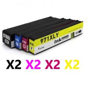 8 Pack Compatible HP 970XL & 971XL High Yield Ink Cartriges (2BK,2C,2M,2Y)