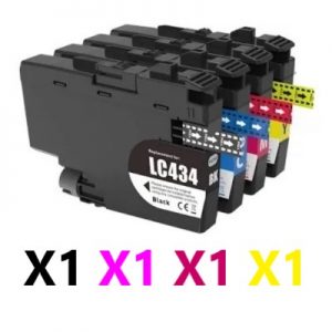 4 Pack Compatible Brother LC-434 Ink Cartridge (1BK,1C,1M,1Y)