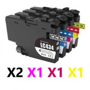 5 Pack Compatible Brother LC-434 Ink Cartridge (2BK,1C,1M,1Y)