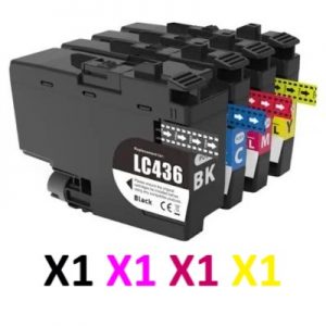 4 Pack Compatible Brother LC-436 Ink Cartridge (1BK,1C,1M,1Y)