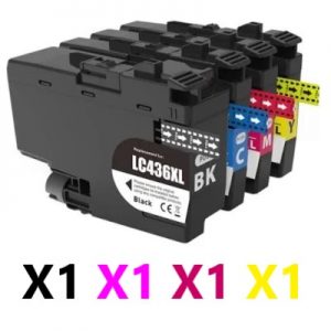 4 Pack Compatible Brother LC-436XL High Yield  Ink Cartridge (1BK,1C,1M,1Y)