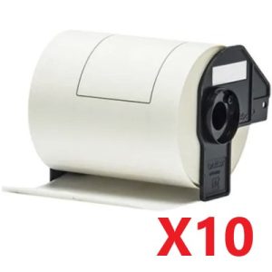 10 PackCompatible Brother DK-11241 Black Text on White 102mm x 152mm Die-Cut Paper Label Roll – 200 labels per roll