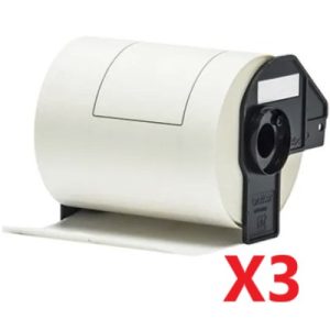 3 PackCompatible Brother DK-11241 Black Text on White 102mm x 152mm Die-Cut Paper Label Roll – 200 labels per roll