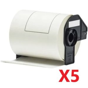 5 PackCompatible Brother DK-11241 Black Text on White 102mm x 152mm Die-Cut Paper Label Roll – 200 labels per roll